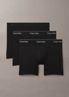 Calvin Klein σετ ανδρικά εσώρουχα boxer brief με λογότυπο (3 τεμάχια) - LV00NB4394 Μαύρο Γυαλιστερό