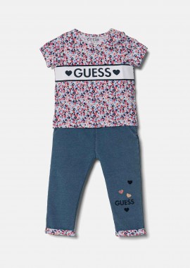 GUESS - Guess βρεφικό σετ ρούχων με T-shirt και παντελόνι φόρμας με λογότυπο - A5RG11K6YW4 Ροζ