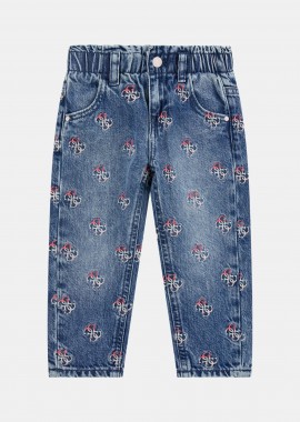 GUESS - Guess παιδικό τζιν παντελόνι με all-over κεντημένο λογότυπο Relaxed Fit - K5RA04D45E0 Denim Blue