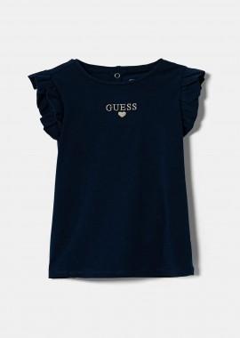 Guess παιδικό T-shirt με κεντημένο λογότυπο και βολάν - K5RI26K6YW4 Σκούρο Μπλε
