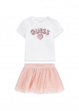 GUESS - Guess βρεφικό σετ φούστα με τούλι και μπλούζα με κεντημένο λογότυπο - A6RG12K6YW0 Λευκό