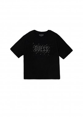 GUESS - Guess παιδικό T-shirt με triangle logo print με στρας - J6RI09K6YW4 Μαύρο