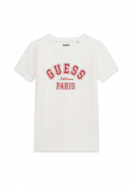 Guess παιδικό T-shirt με logo print και στρας - J6RI41J1314 Λευκό