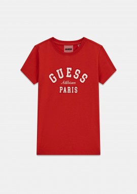 GUESS - Guess παιδικό T-shirt με logo print και στρας - J6RI41J1314 Κόκκινο
