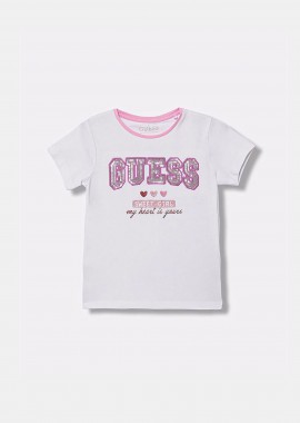 GUESS - Guess παιδικό T-shirt με κεντημένο λογότυπο - K6RI11K6YW4 Λευκό