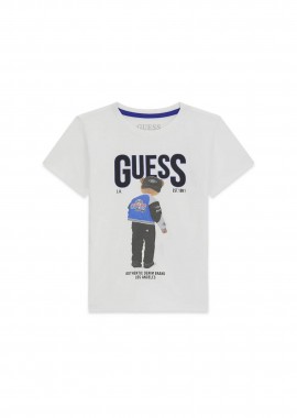 GUESS - Guess παιδικό T-shirt με logo print - N6RI05K8HM4 Λευκό