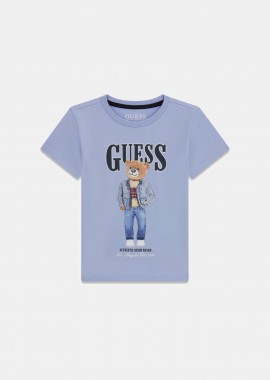 GUESS - Guess παιδικό T-shirt με logo print - N6RI05K8HM4 Γαλάζιο