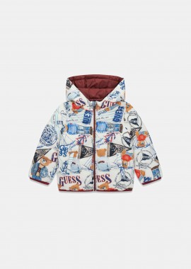 GUESS - Guess παιδικό καπιτονέ μπουφάν με all-over bear print - N6RL00WCFM2 Λευκό