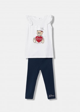 GUESS - Guess βρεφικό σετ μπλούζα και κολάν με logo print - A6RG02KA6W4 Λευκό