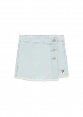 GUESS - Guess παιδικό denim σορτς με logo print - J6GD34D45E0 Denim Blue Ανοιχτό