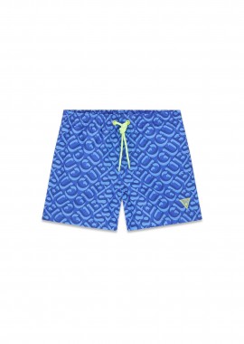 Guess παιδικό μαγιό βερμούδα με all-over logo print - L6GZ04WG2A2 Μπλε