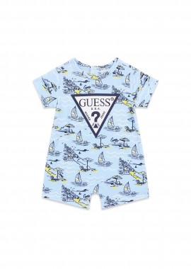 GUESS - Guess βρεφικό φορμάκι με logo και all-over print - P6GG00K6YW1 Γαλάζιο