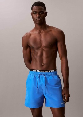 CALVIN KLEIN - Calvin Klein ανδρικό μαγιό σορτς medium με διπλή μέση και λογότυπο - LV00N61015 Μπλε