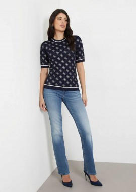 GUESS - Guess γυναικείο τζην παντελόνι μονόχρωμο πεντάτσεπο Straight Fit - W4RA0VD4Q0E Denim Blue