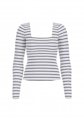 Guess γυναικεία μπλούζα με ριγέ σχέδιο Slim Fit - W6RP49KD492 Ασπρόμαυρο