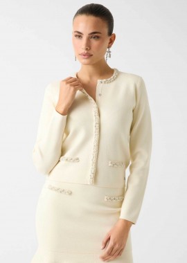 GUESS - Guess γυναικεία ζακέτα με κουμπιά απο στρας Regular Fit - W6RR42Z4422 Κρέμ