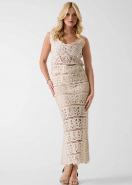 GUESS - Guess γυναικεία midi φούστα με ανάγλυφο σχέδιο Regular Fit - W6GD19Z0596 Μπεζ