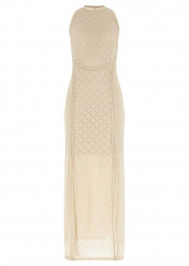 GUESS - Guess γυναικείo maxi αμάνικο φόρεμα με διάτρητο σχέδιο ''Liza'' - W6GK16K2953 Μπεζ