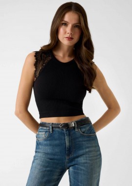 GUESS - Guess γυναικεία αμάνικη μπλούζα Slim Fit - W6GZ01Z0606 Μαύρο
