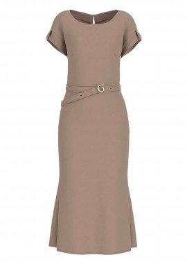 GUESS - Guess γυναικείο midi φόρεμα μονόχρωμο