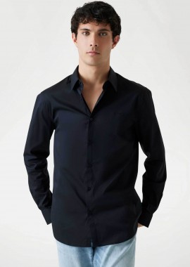 GUESS - Guess ανδρικό πουκάμισο μονόχρωμο Slim Fit - M1YH20W7ZK1 Μαύρο