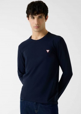 Guess ανδρική μακρυμάνικη μπλούζα με λογότυπο Slim Fit - M2YI28J1314 Σκούρο Μπλε