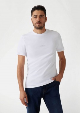 GUESS - Guess ανδρικό T-shirt με κεντημένο λογότυπο Slim Fit - M2YI72I3Z14 Λευκό