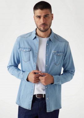 GUESS - Guess ανδρικό denim πουκάμισο Slim Fit - M4GH02D3PF5 Denim Blue