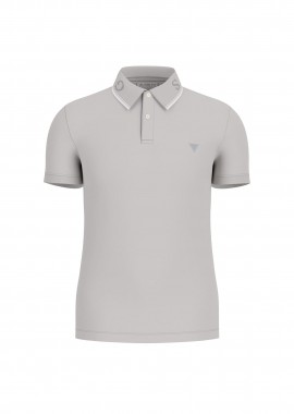 GUESS - Guess ανδρική πλεκτή μπλούζα πόλο κοντομάνικη Slim Fit - M6RP66J1314 Γκρι