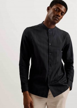 TED BAKER - Ted Baker ανδρικό πουκάμισο με μάο γιακά - 274584 Μαύρο