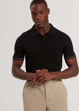 Ted Baker ανδρική πλεκτή μπλούζα πόλο με textured chevron pattern Regular Fit 