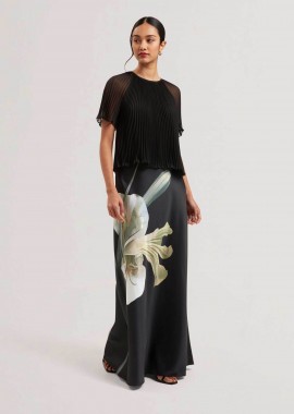 Ted Baker γυναικεία φούστα maxi σατέν με floral print 