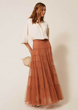 TWINSET - Twinset γυναικεία maxi φούστα τούλινη - 261TP2773 Κεραμιδί