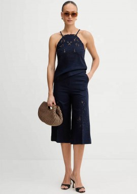 TWINSET - Twinset γυναικεία βερμούδα με δαντέλα - 261TP2313 Μπλε Σκούρο