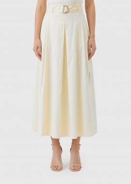 TWINSET - Twinset γυναικεία midi φούστα με ζώνη Flared - 261TP2533 Εκρού