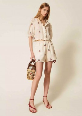 TWINSET - Twinset γυναικείο σορτς με all-over print - 261TT2421 Κρέμ