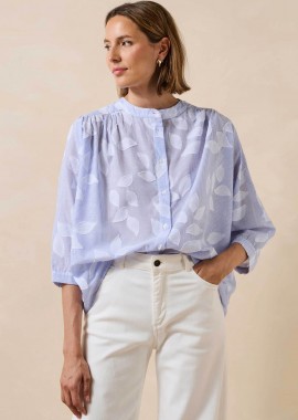 La Fée Maraboutée γυναικείo πουκάμισο με floral print - FL-CH-DOUWINA-J Γαλάζιο