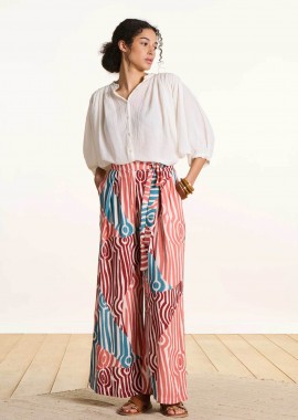 La Fée Maraboutée γυναικείο παντελόνι με all-over print Wide Fit - FL-PA-SIMBA-O Ροζ