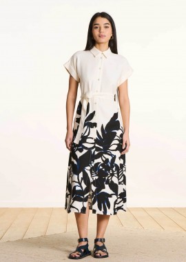 LA FEE MARABOUTEE - La Fée Maraboutée γυναικείο midi φόρεμα σεμιζιέ με all-over print - FL-RO-FATOU-F Μαύρο