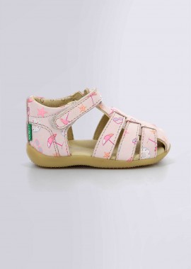 KICKERS - Kickers βρεφικά δερμάτινα πέδιλα με all-over print