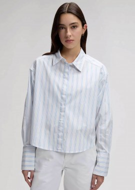 Lee® γυναικείο πουκάμισο cropped με ριγέ σχέδιο Regular Fit - 112376967 Μπλε Ανοιχτό