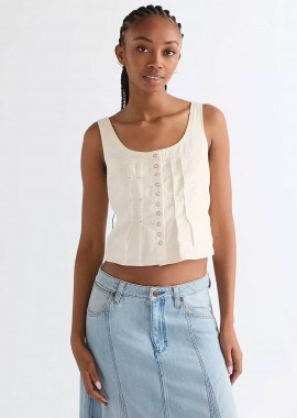 WRANGLER - Wrangler® γυναικεία μπλούζα αμάνικη με σούρες Slim Fit - 112378135 Λευκό