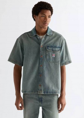 WRANGLER - Wrangler® ανδρικό denim overshirt Relaxed Fit - 112378122 Denim Blue