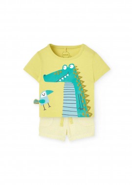 BOBOLI - Boboli βρεφικό σετ μπλούζα και σορτς με crocodile print - 111193 Κίτρινο