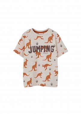 BOBOLI - Boboli παιδικό Τ-shirt με all-over print καγκουρό - 533078 Μπεζ