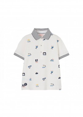 BOBOLI - Boboli παιδική μπλούζα πόλο με all-over print - 503031 Λευκό