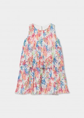 Boboli παιδικό φόρεμα πλισέ με floral print - 763017 Πολύχρωμο