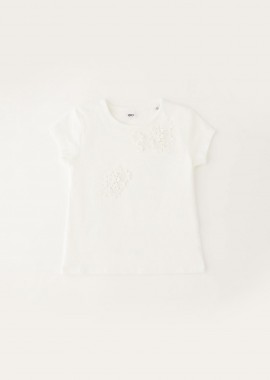 IDO - iDO παιδικό Τ-shirt με απλικέ λουλούδια - 4.G342/00 Λευκό