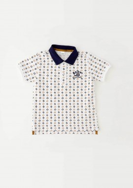 IDO - iDO παιδική μπλούζα πόλο με all-over print - 4.G269/00 Λευκό - Μπλε