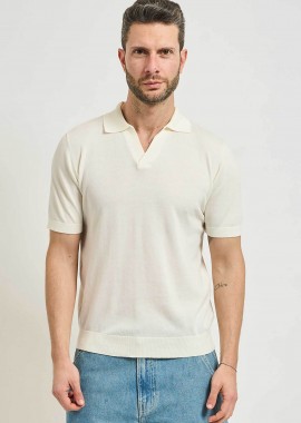SEINSE - Seinse ανδρική μπλούζα πόλο με open-collar Regular Fit - ME3187SS 126 Υπόλευκο